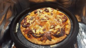 Pizza cooked in the solar oven